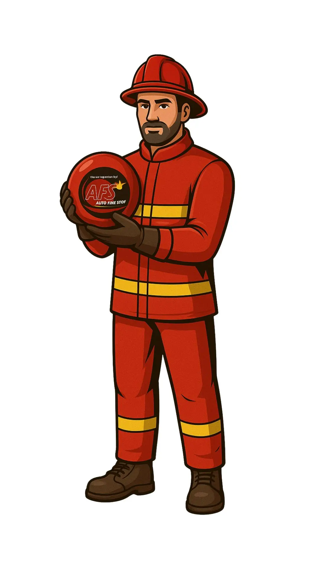 fireman using fire ball extinguisher in Belgium